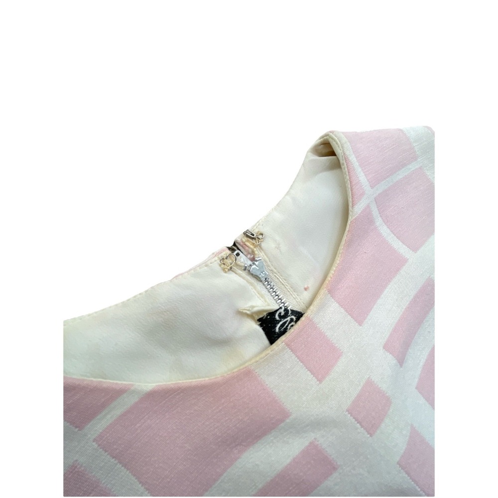 Vintage 1960s Eloise Curtis Happenstance Pink & White Mod Shift Dress Sleeveless - Picture 6 of 14